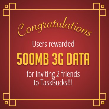 TaskBucksIndia's tweet photo. #Winners rewarded 500MB 3G data for inviting 2 friends to #TaskBucks! https://t.co/U5gIPoUdAj