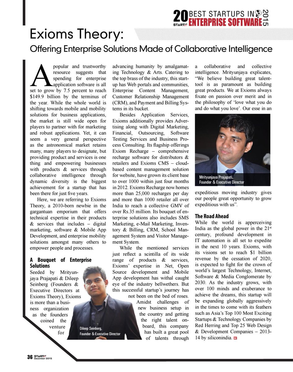Exioms's tweet photo. Congratulations! Exioms is awarded &amp; listed as Top 20 Startups in India
https://t.co/ZO3lmoFXZ1 https://t.co/JYnWYVguZZ