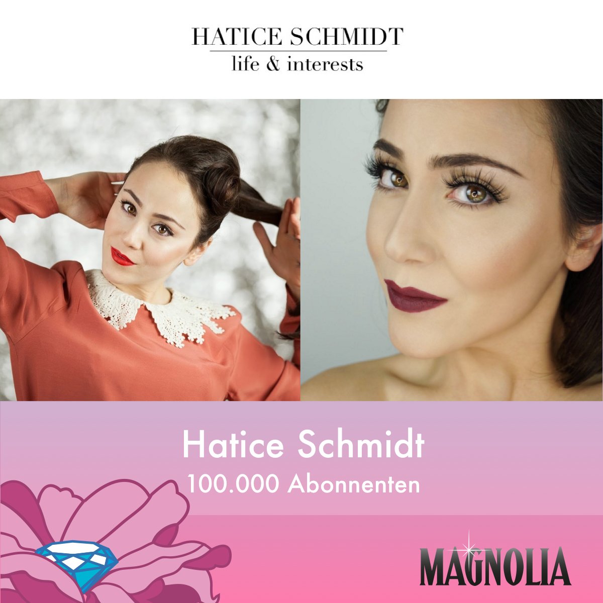 MagnoliaNetz's tweet image. 100.000 Abonnenten hat @haticeschmidt schon erreicht - Herzlichen Glückwunsch 🎉 ! #youtube #milestone #magnolia