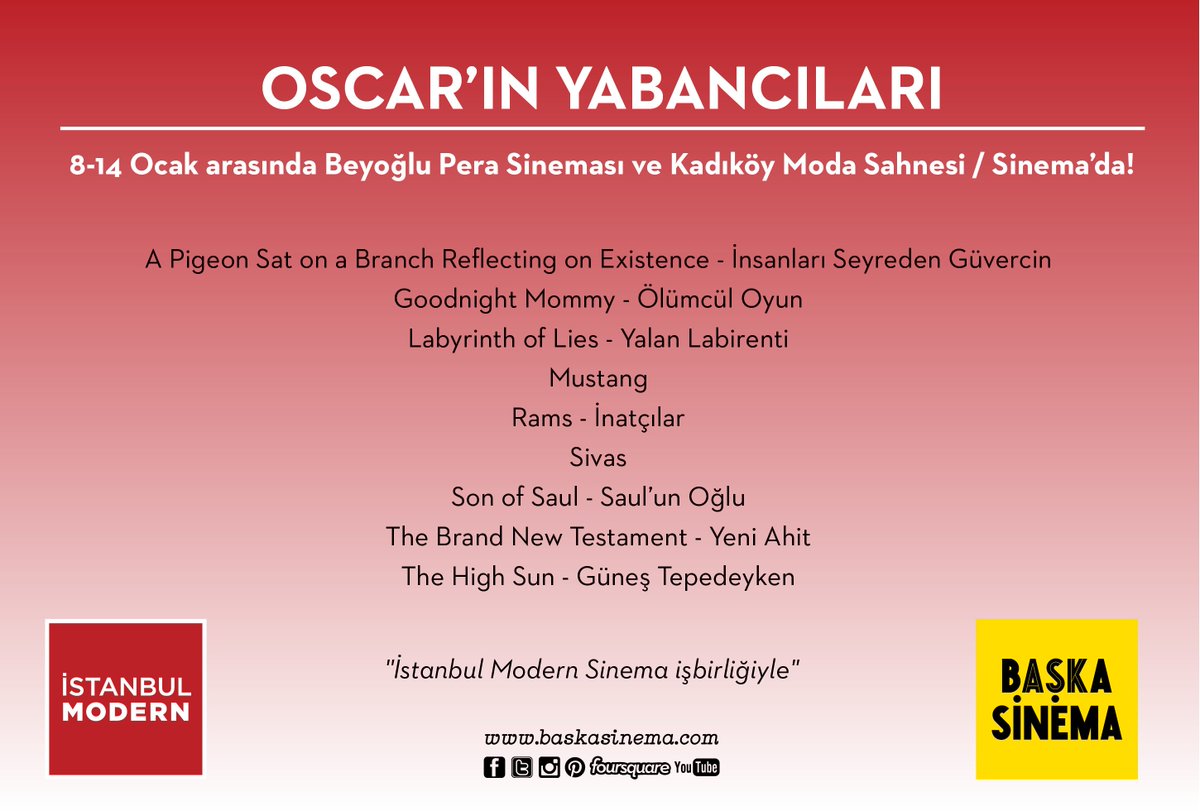 Oscar'ın Yabancıları, <a href="/ModernSinema/">İstanbulModernSinema</a> işbirliğiyle #başkasinemada facebook.com/events/1516437…