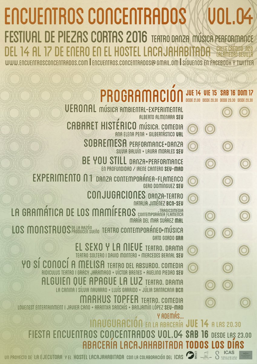 enconcentrados's tweet photo. Os presentamos el cartel de #EncuentrosConcentradosVol04. ¡Nos vemos dentro de 10 días en @lacajahabitada! https://t.co/Kd43RVSkZK