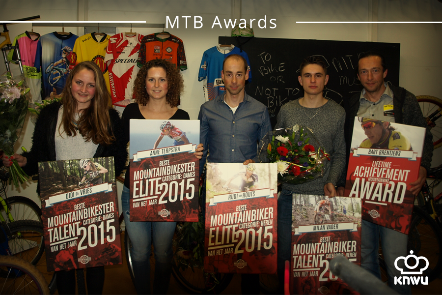 KNWU's tweet photo. Onze felicitaties gaan uit naar @rudivanhouts, @MtbAnne, @MilanVader1, @Dididevriesx en @BartmnBrentjens #mtbawards https://t.co/cph23uxsCT