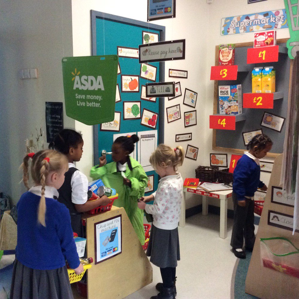 Enjoying the new ASDA role play area.