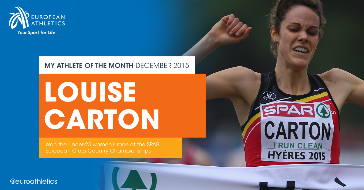 EuroAthletics's tweet photo. Retweet to vote for @Belgianathletic Louise #Carton as your #athleteofthemonth for December https://t.co/bNWaOGc0u3