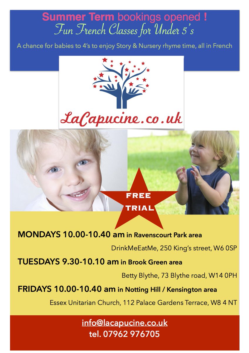 _LaCapucine's tweet photo. Spring term resume next week...book now French classes for toddlers WestLondon https://t.co/VgNmQE1lDv https://t.co/l4Hp0YTzZJ