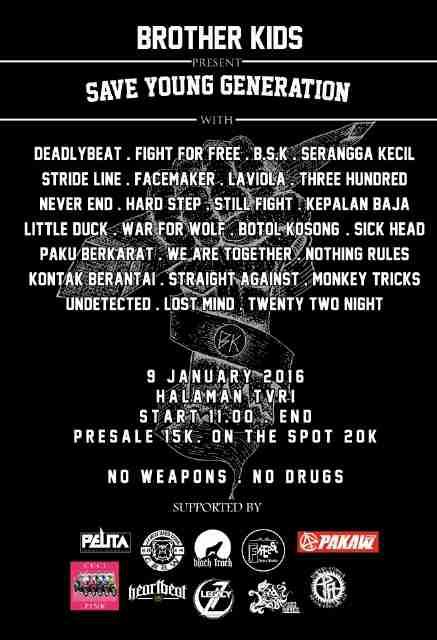 straightagainst's tweet photo. Brother Kids Present Save Young Generation 09 January 2016 pindah Venue At Halaman TVRI Pontianak https://t.co/U3nrkeHUeM