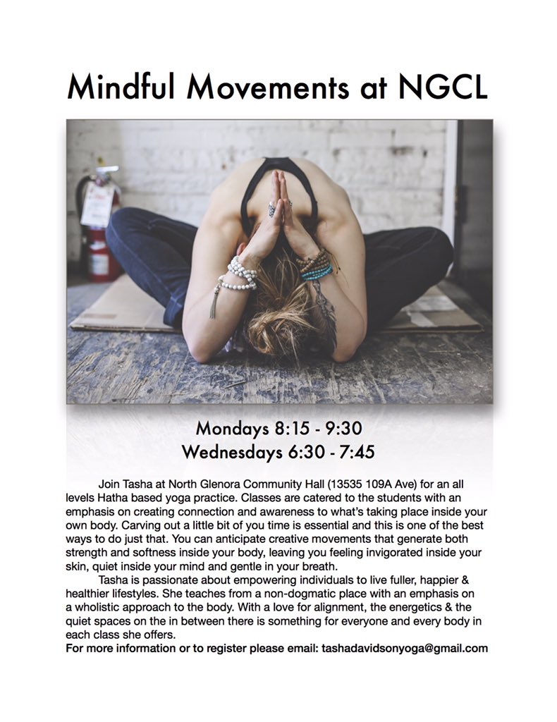 #MindfulMovements #yoga in #yeg  $65 for 6 weeks. Spots are limited, register today! Tashadavidsonyoga@gmail.com