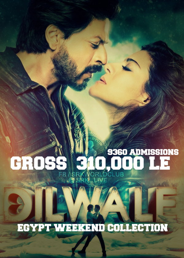 SRK_LIVE's tweet photo. @ieEntertainment  Dilwale  weekend BOC. in Egypt beats HNY 
though we do all publicity though social media https://t.co/HG7z0wtzuY