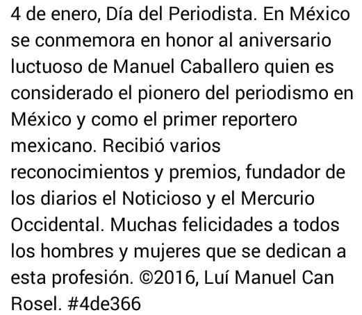 CanRosel_LM's tweet photo. ¡Buen día! 4 de enero, Día del Periodista. ¡Muchas felicidades! ©2016, Can Rosel. #4de366 https://t.co/WdQBFWcuCg
