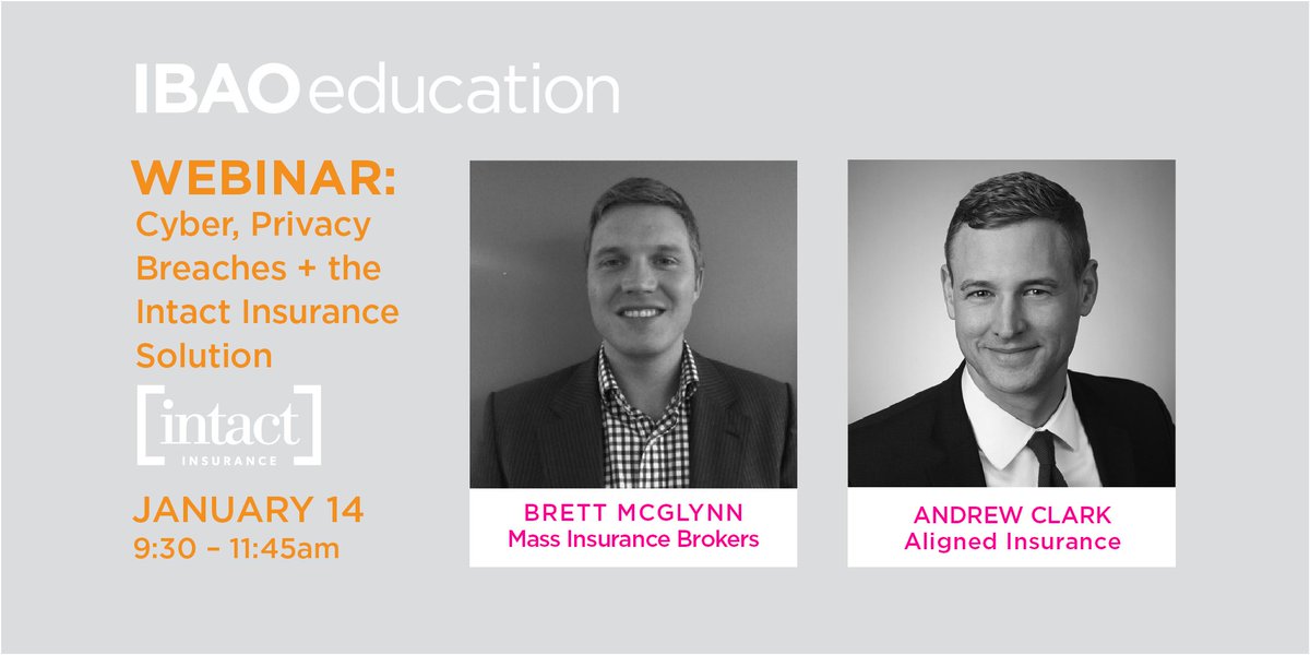 IBAOntario's tweet photo. #Cyber, #PrivacyBreaches + the @intactinsurance #Solution: https://t.co/y0pxWW1Lgy. #Webinar #January14 https://t.co/mSSNVKk3c5