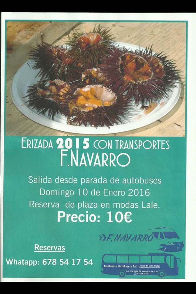 No te quedes sin tu plaza domingo 10 enero 2016 nos vamos para Cadiz a la eriza..