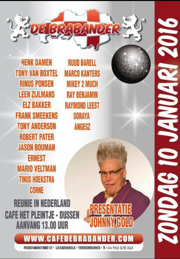 10 januari reunie party in Dussen entree GRATIS <a href="/tonyvanboxtel/">Tony van Boxtel</a> <a href="/Henk_Damen/">Henk Damen</a> <a href="/JasonBouman/">Jason Bouman</a> <a href="/RinusPonsen/">Rinus Ponsen</a> en vele andere