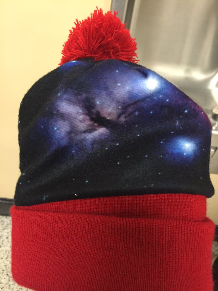 UrbanAstroNYC's tweet image. Omg a student was wearing this winter hat in school today! @startorialist #flamenebula #horseheadnebula