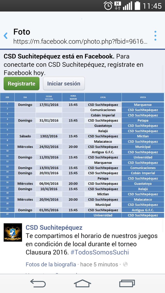 ovandooscar's tweet photo. #DepSuchi Confirman horarios del torneo Clausura 2016 https://t.co/R3OLwuXoz2