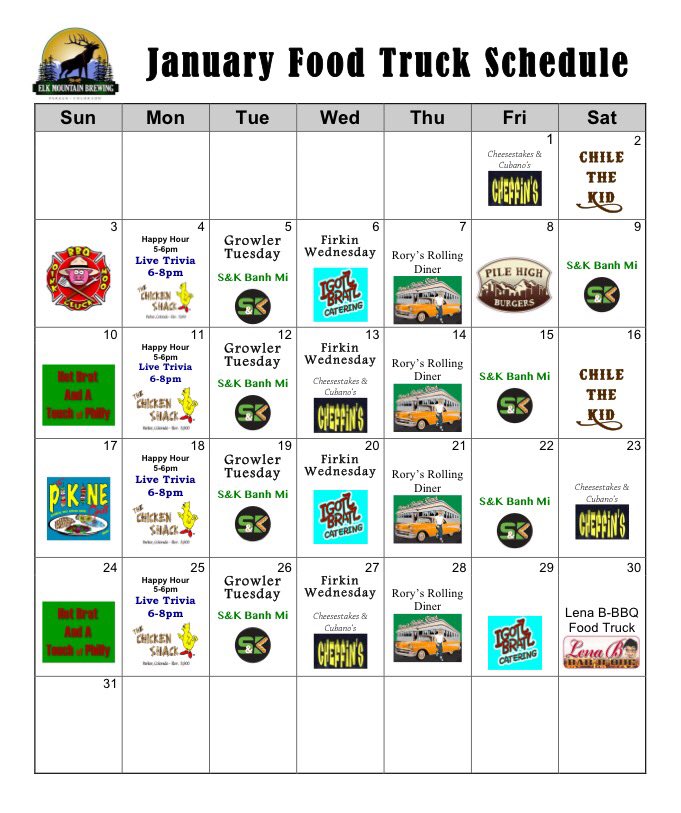 #FoodTruck schedule #EatLocal #delicious