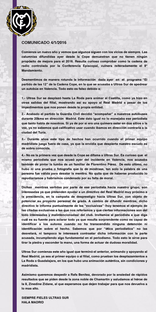 FondoSur_1980's tweet photo. Comunicado oficial Fondo Sur, 4/01/2016:
https://t.co/fZnSu7F5hi https://t.co/K2pfx5p6LE