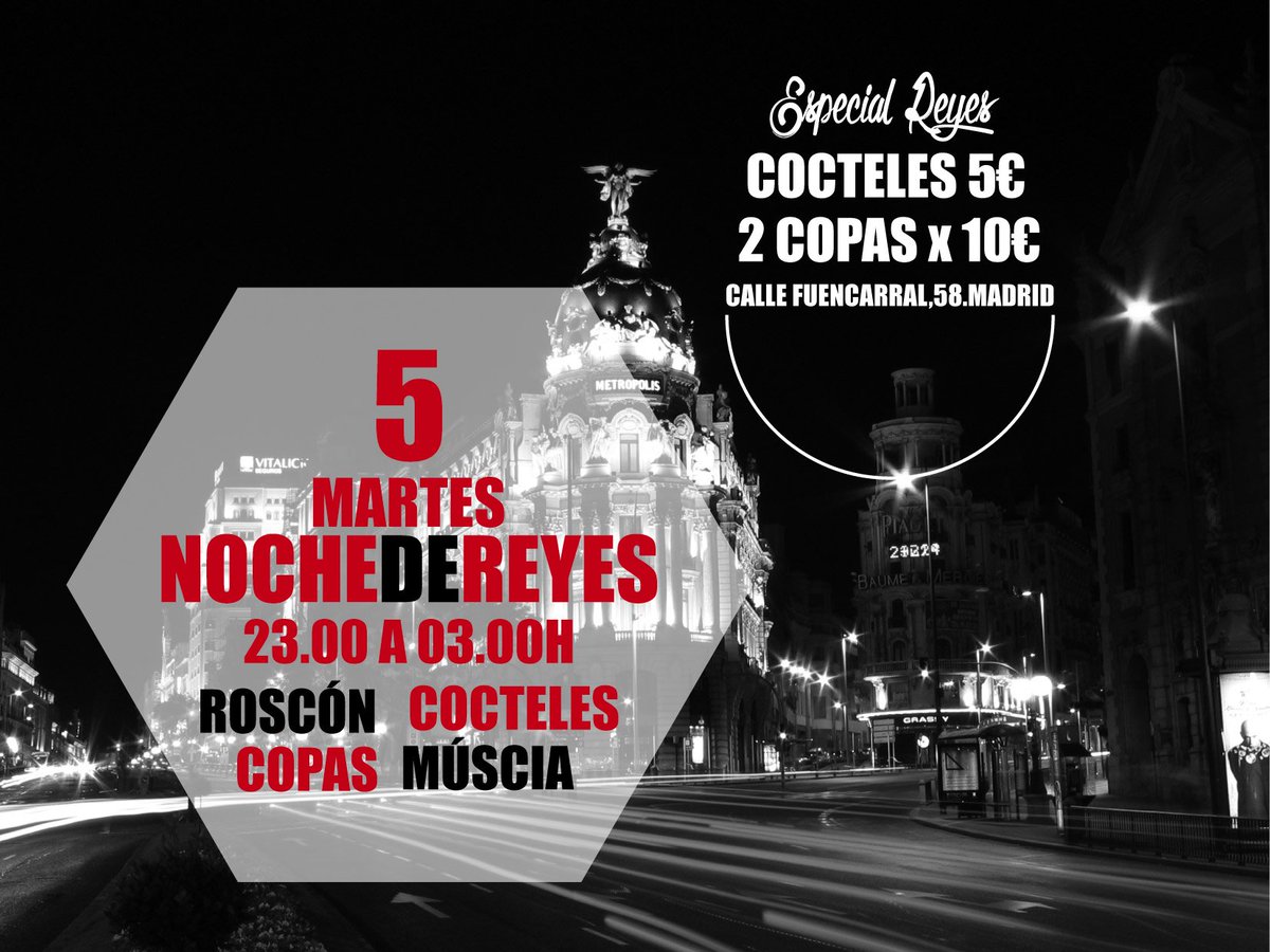 PinchosElcano's tweet photo. ¿Qué plan tienes para la Noche de Reyes? Te proponemos el nuestro... en calle Fuencarral,58. Elcano https://t.co/xBjmTSKYFg