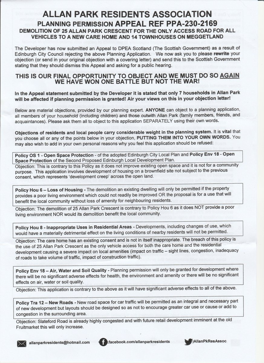 AllanPkResAssoc's tweet photo. Appeal doc. containing material objections. Closing date 8/1/16. Vital 2 submit this 2 @DPEAScotland #saveallanpark https://t.co/AxgO7CecTE