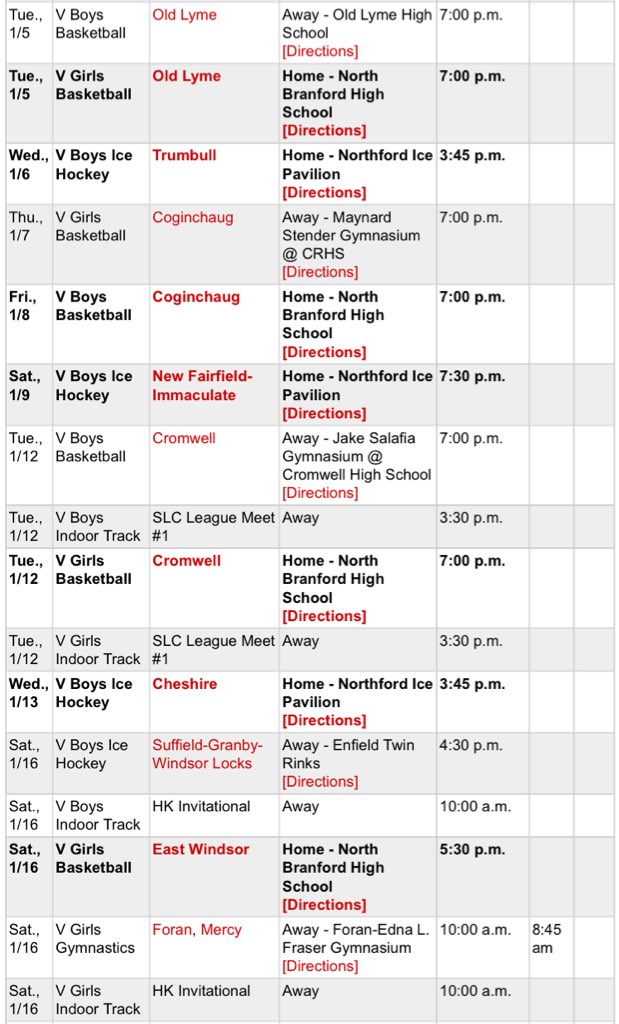 The <a href="/NBHS_Athletics/">NBHS Athletics</a> schedule for the next 2 weeks: