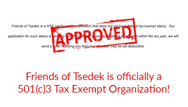 FriendsofTsedek's tweet photo. WE’RE APPROVED! Start 2016 strong &amp; make your tax deductible donation here: https://t.co/4LfJwo6Vgi #supportisrael https://t.co/PFSW91QF2A
