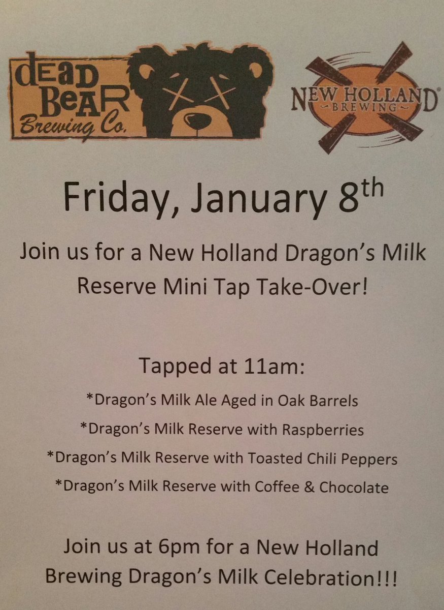 If you like New Holland Brewing's Dragon's Milk, Dead Bear is the place to be! <a href="/newhollandbrew/">New Holland Brewing</a> #micraftbeer