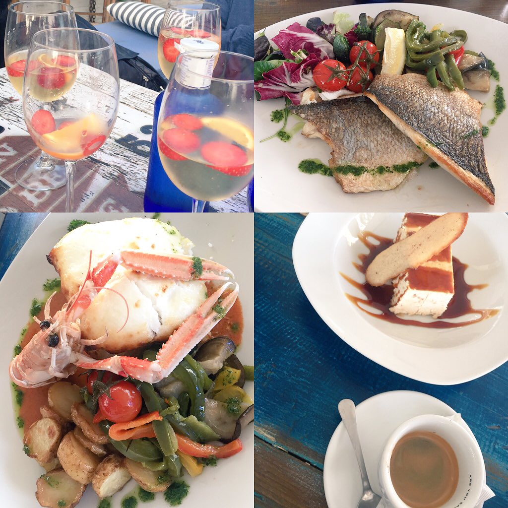 fleurdorange3's tweet photo. #sangria #strawberry #orange #fish #salad #vegies #tomatoes #potatoes #cake #nougat #yummy https://t.co/mHza7UJejW