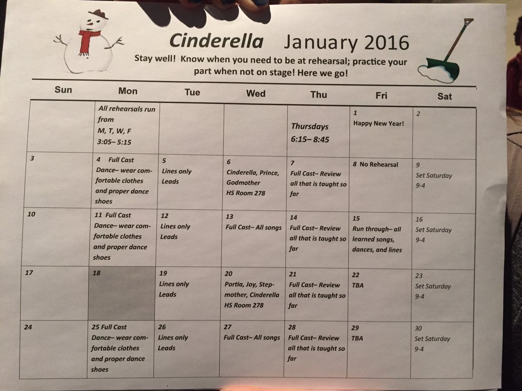 Here is your January schedule!