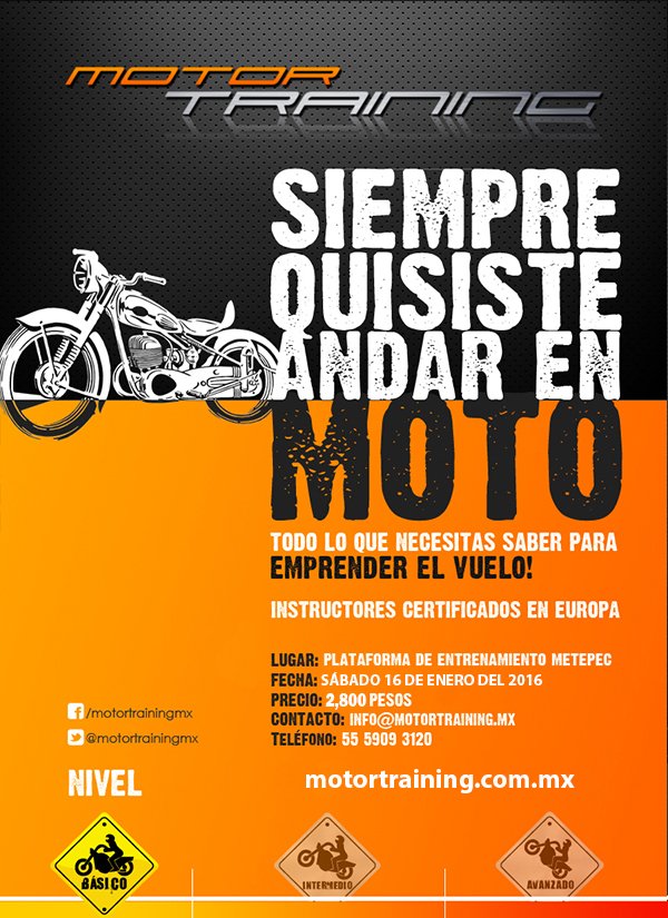 motortrainingmx's tweet image. #MiProposito2016 Aprender a andar en moto en el curso de moto básico de #MotorTraining el 16 de enero.