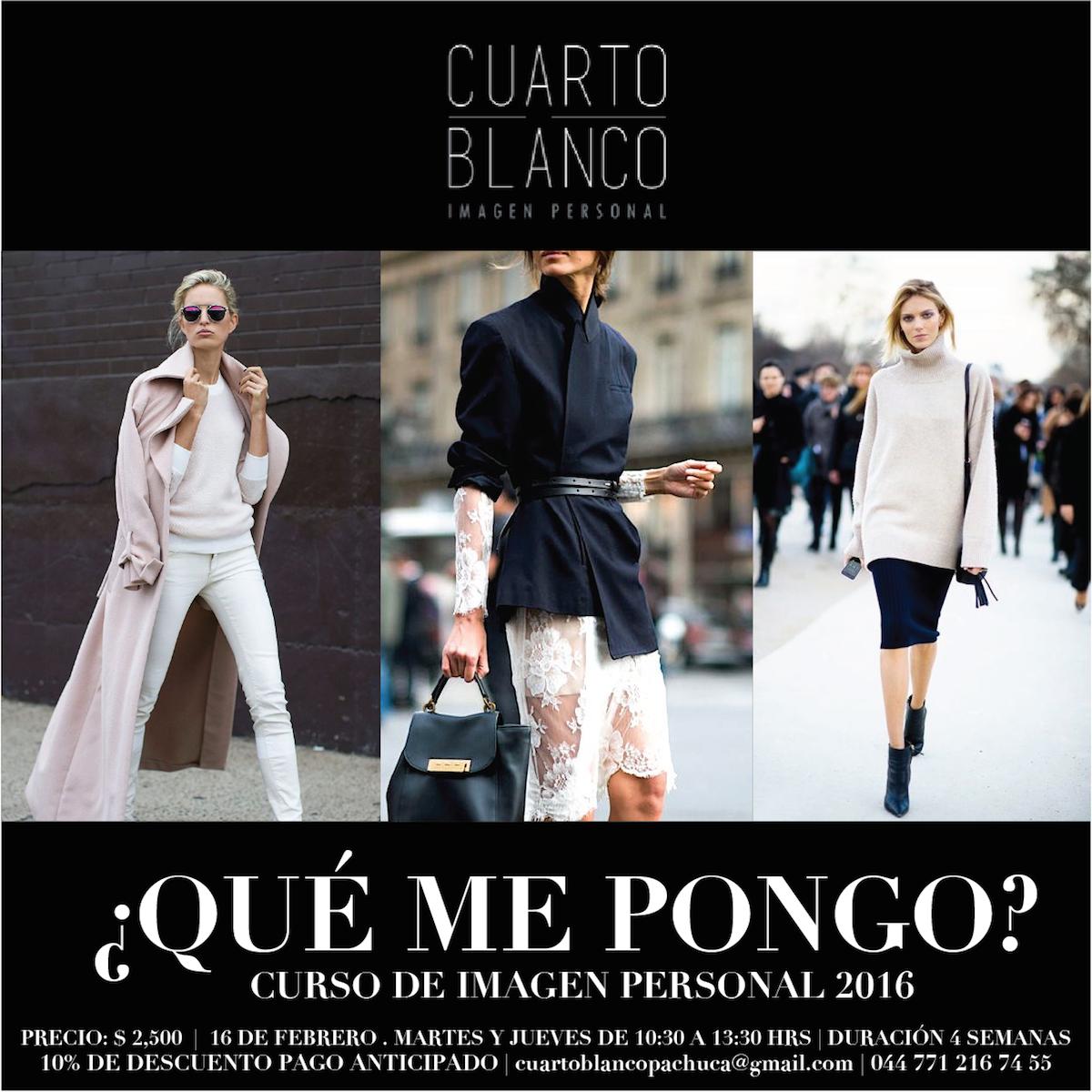 CuartoBlancoP's tweet photo. Curso de imagen Personal Febrero 2016, martes y jueves de 10:00 a 13:00 hrs cuartoblancopachuca@gmail.com https://t.co/0KckqhhtFU