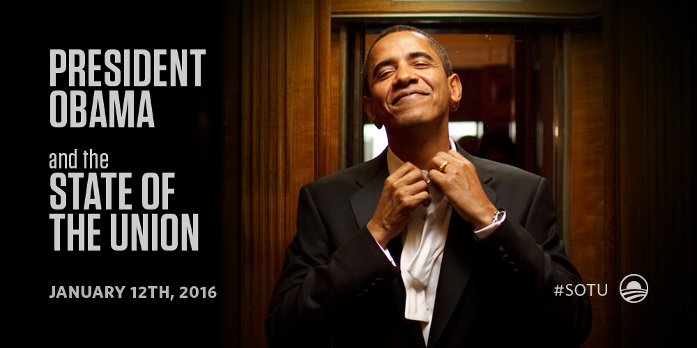 BarackObama's tweet photo. This is it—President Obama's final #SOTU. Say you'll be watching: https://t.co/W8niWpEVnX https://t.co/NmLWydsePO
