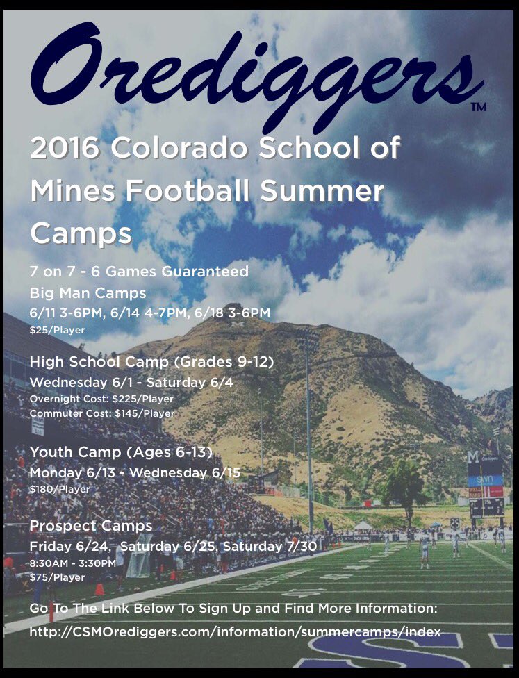 Mines Football on Twitter "MinesFootball Camp Dates are set! Looking