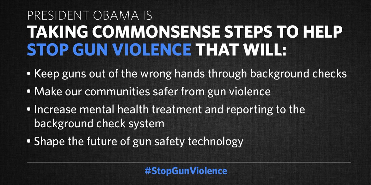 ObamaWhiteHouse's tweet photo. BREAKING: @POTUS is taking new commonsense steps to help #StopGunViolence → https://t.co/tzn3mMYopc https://t.co/oUwpNeVRNk