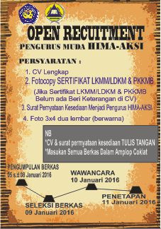 Open Recruitment Pengurus Muda Hima-Aksi