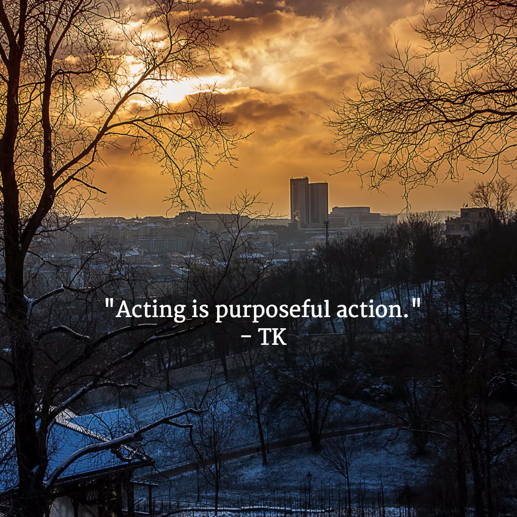 tknickerbocker's tweet photo. "Acting is purposeful action." - TK #my4wordmotto #tkacting #actorslife #actingadvice #meisnertechnique #nyc #sunset https://t.co/LAPAU5yvx2
