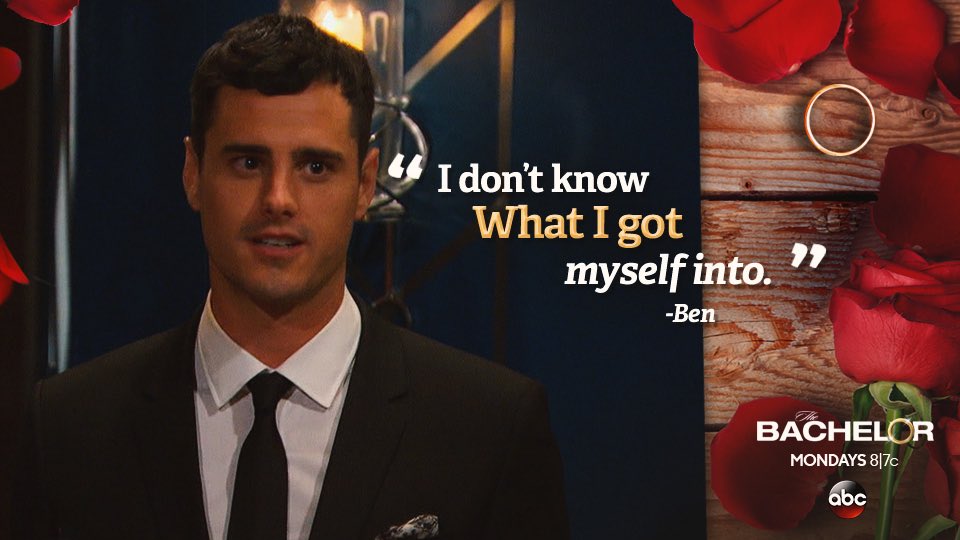 BachelorABC's tweet photo. It's okay, @benhiggi. The Bachelor Nation has your back! 🌹🌹🌹🌹#TheBachelor https://t.co/wAiYdgy8kq