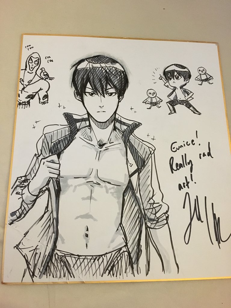 Best part of Sacanime was getting Todd Haberkorn to sign my drawing of Haru and Mr Pigeon #Free! #MiraculousLadybug 