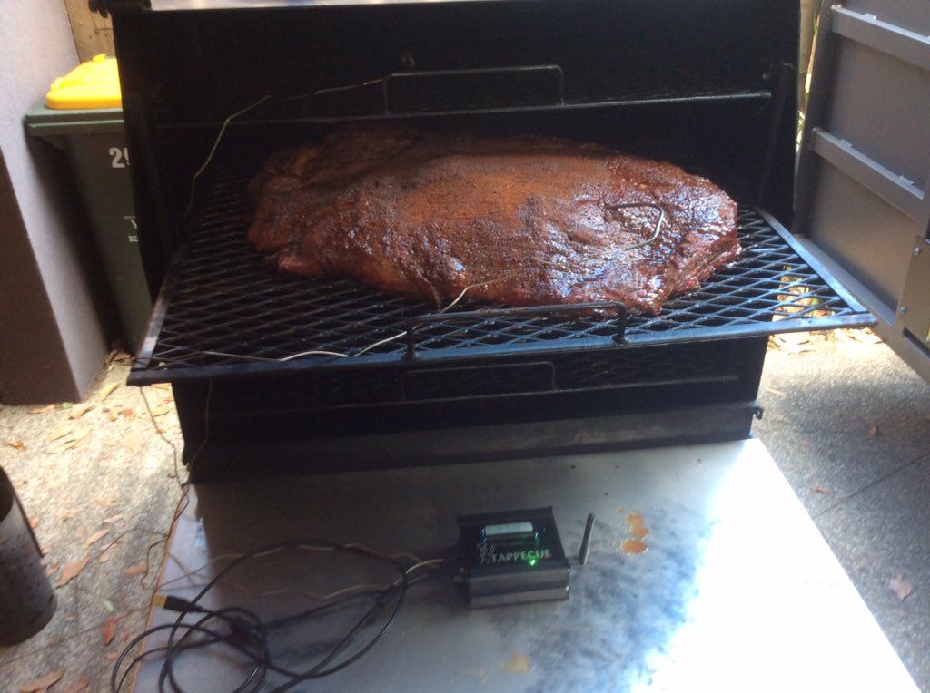 Australian Black Onyx brisket on the Good-One Marshall.  getting ready for BBQ class <a href="/ChampBBQ/">Three Little Pig's</a> <a href="/AusBBQA/">Aus BBQ Alliance</a> <a href="/Melbourne/">Melbourne, Australia</a>