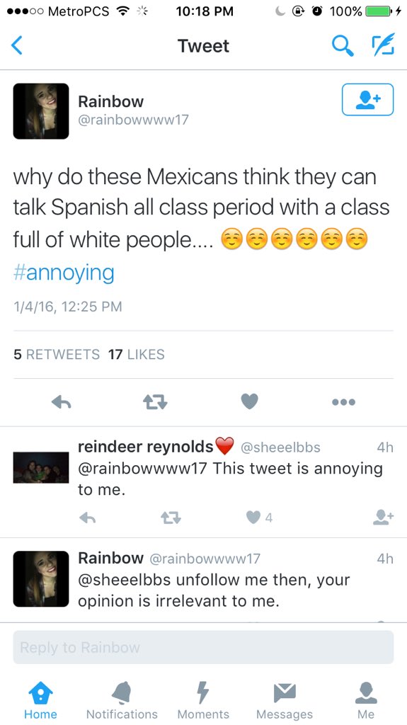 dickktatorship's tweet photo. Moctezuma's revenge, puta pendeja racista 🇲🇽😊😊😊 #thankskarma https://t.co/ugvIbYGRkZ