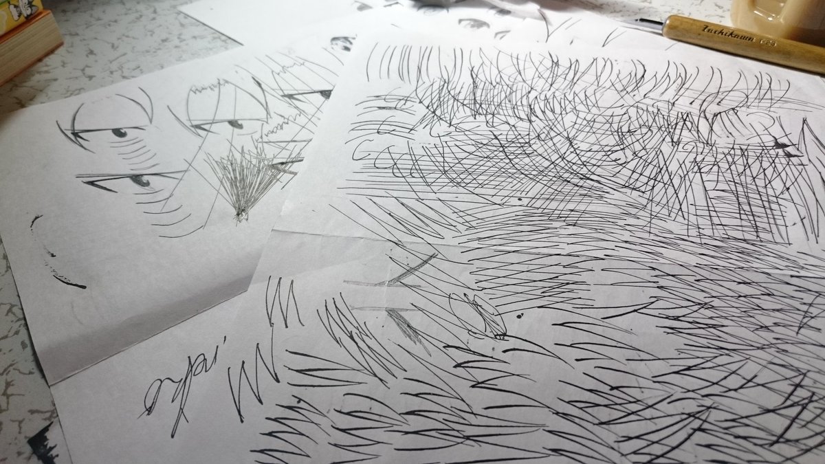 黒猫 すこやイラスト完成 初gペン Saoのユウキを描いた gペン めっちゃ難しいwそんな矢先インク倒してほぼ空に そしたらマルチライナーおすすめ言われて悔しくて徹夜して線画練習した写真も 絶対見返しやる インクの蓋は閉めましょうw るーく団
