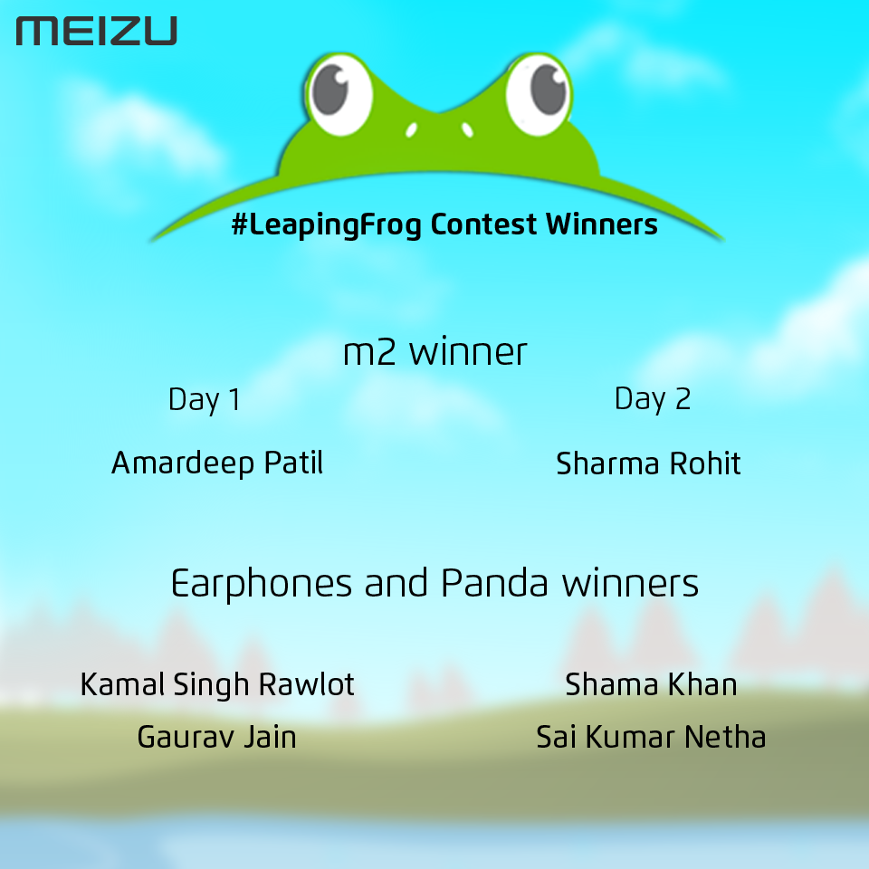 Meizu_India's tweet photo. Way to go you frog leapers! 
You have won yourself some exciting stuff from Meizu India! 
#LeapingFrog https://t.co/DpWXezXsH7