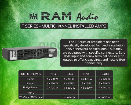 AudioAmplifiers's tweet image. RAM Audio T Series - #Multichannel #InstalledAmps. bit.ly/1LH1uqf #AVIntegrator #Networking #ProAudio