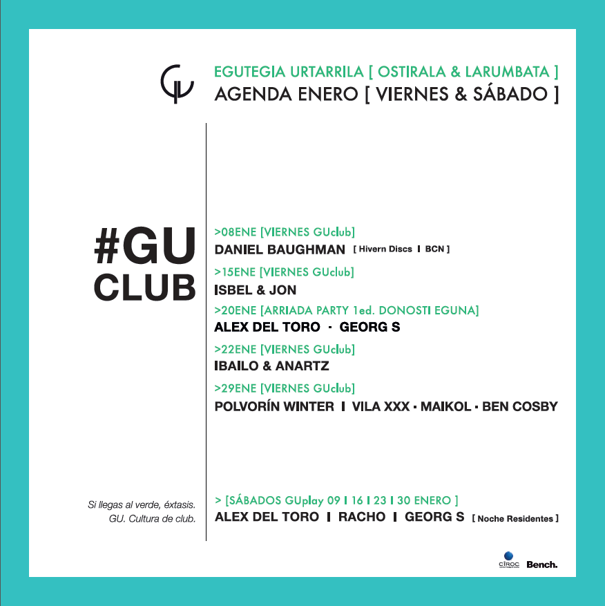 #AGENDA ENERO

¿Qué te parecen nuestras propuestas de enero en #GUclub?
#donosti #clubbing

facebook.com/gusansebastian…