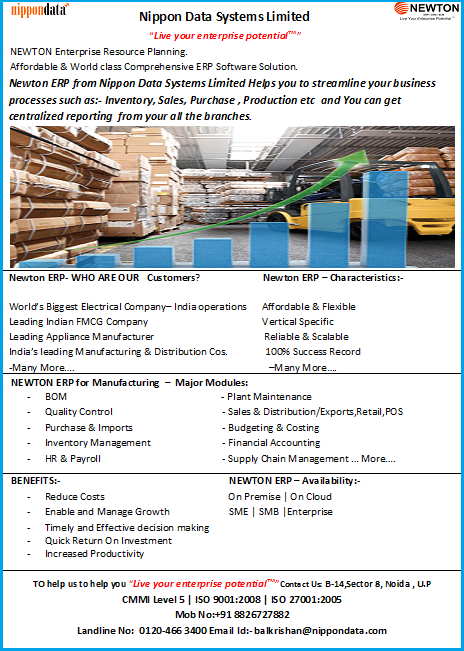 NipponData's tweet photo. #NipponDataSystems @NipponData @mukteesh_sh #NewtonERP The best ERP Solutions with affordable price across wolrd https://t.co/D3Jj8PRcPM