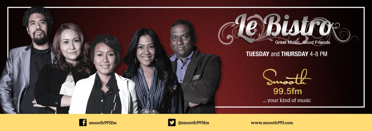 Need a fresh time after work? catch <a href="/LebistroId/">le bistro</a> on #Smooth995fm from 4pm to 8pm every Tuesday n Thursday.