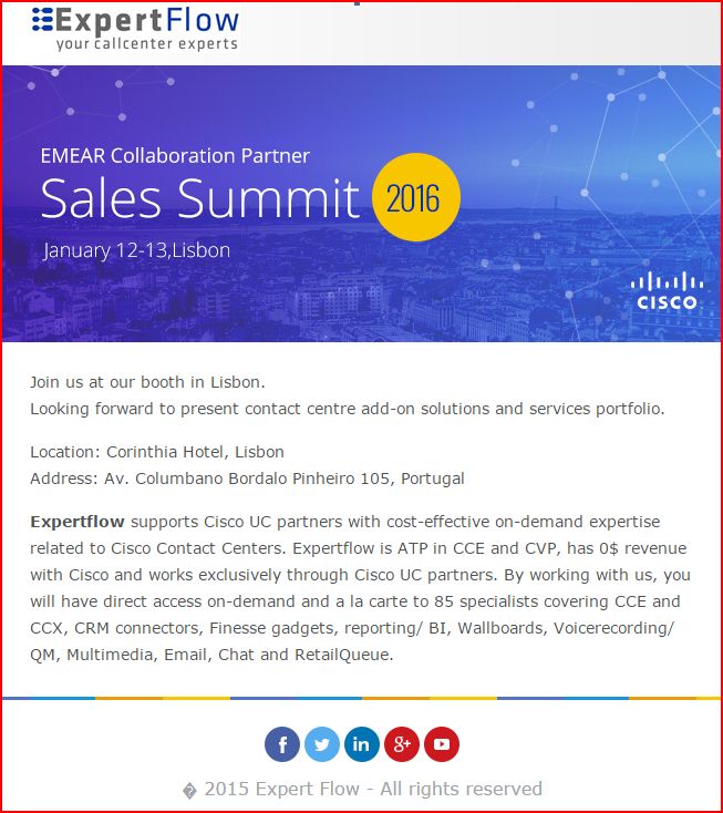 irfantariq's tweet image. #Expertflow at Cisco Partner Sales Summit, Lisbon 2016!! @CiscoPtnrEMEAR #CallCenter visit us for Demos. #CCSales