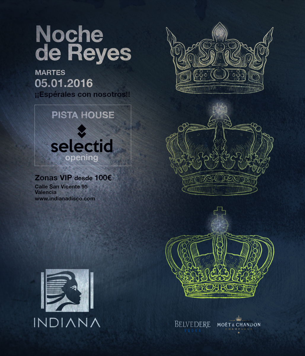 indianadiscoVLC's tweet photo. ¡Los reyes te traen un regalazo este año! Indiana inaugura la mejor fiesta de música #house de Valencia esta noche. https://t.co/DLqgcCFqPN