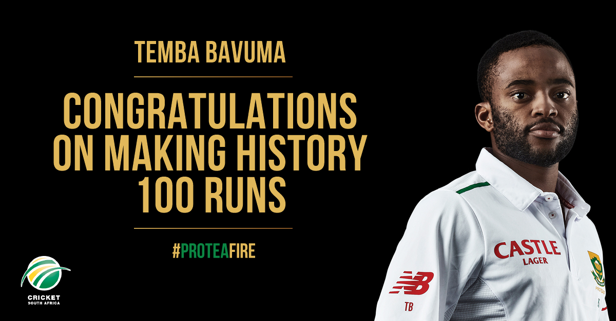 ProteasMenCSA's tweet photo. Unbelieveable. Well done Temba on making history. #ProteaFire https://t.co/V6KxO3Oygz