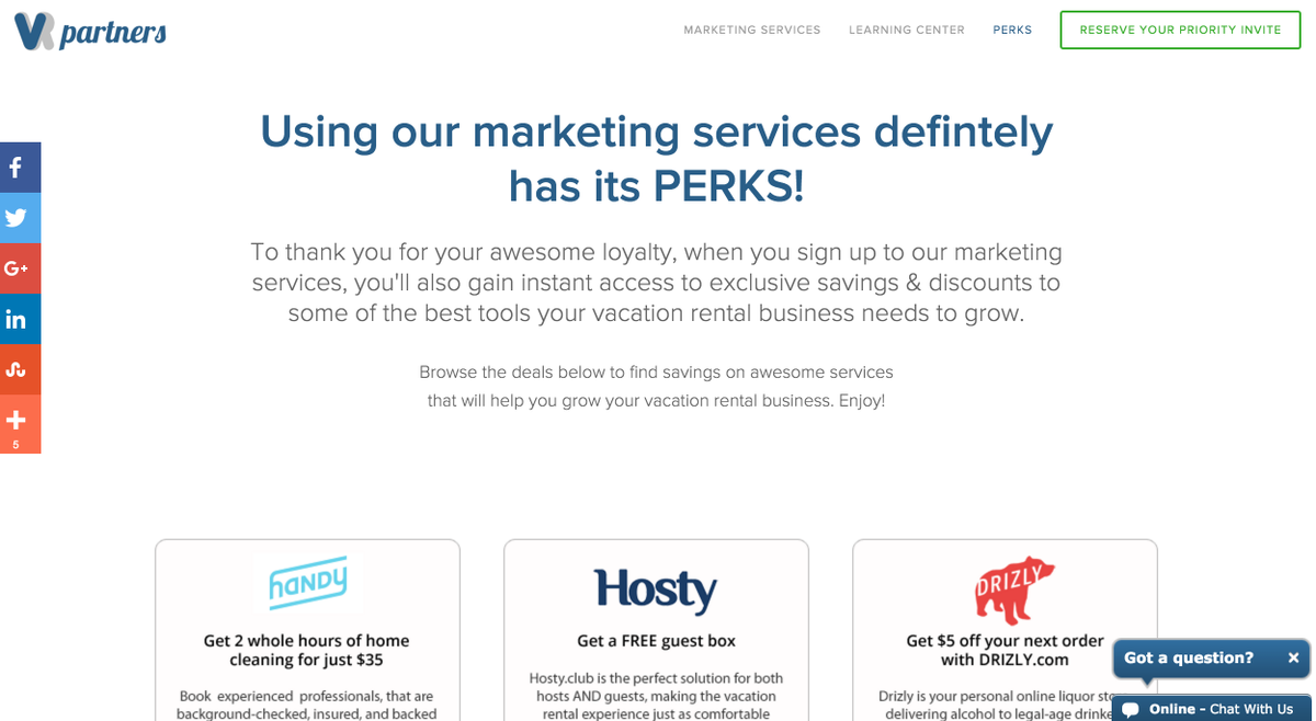 Check out @vrPartnersCo for smarter vacation rental marketing, and find us in the "perks" page!