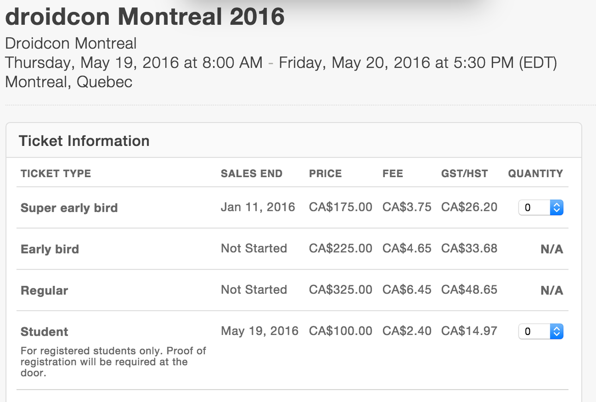 DroidconMTL's tweet photo. Don't forget. Super Early Bird tickets end next Monday, be sure to get yours right away https://t.co/wKqvlFUSUq https://t.co/CtBIFSfu3A