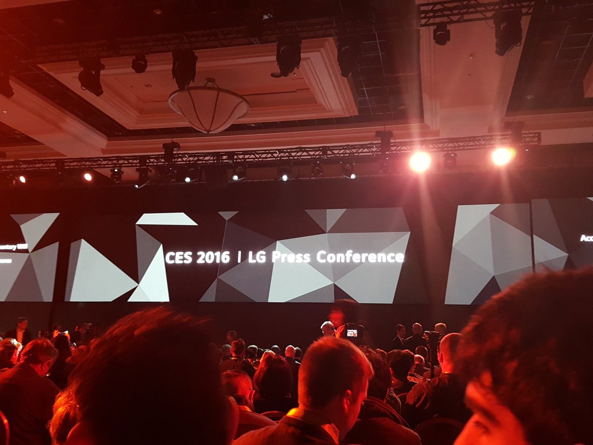 mhltech's tweet photo. Are you ready for this?!? @LGUS press event #CES2016 #MHLCES https://t.co/7Wtgx5lzcM